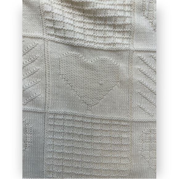 Vintage Workable Separates Crew Neck Acrylic Knitted Patched Heart Sweater - Picture 5 of 7